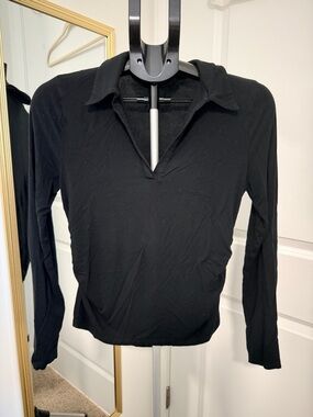 Madewell | Black Women's Long Sleeve V-Neck Top